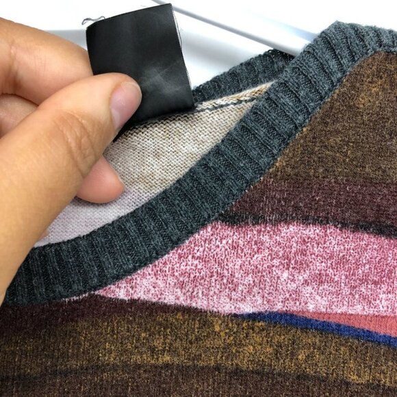 Desigual Multicolor Abstract Striped Rhinestone Tiger Lightweight Sweater size M - Picture 9 of 15